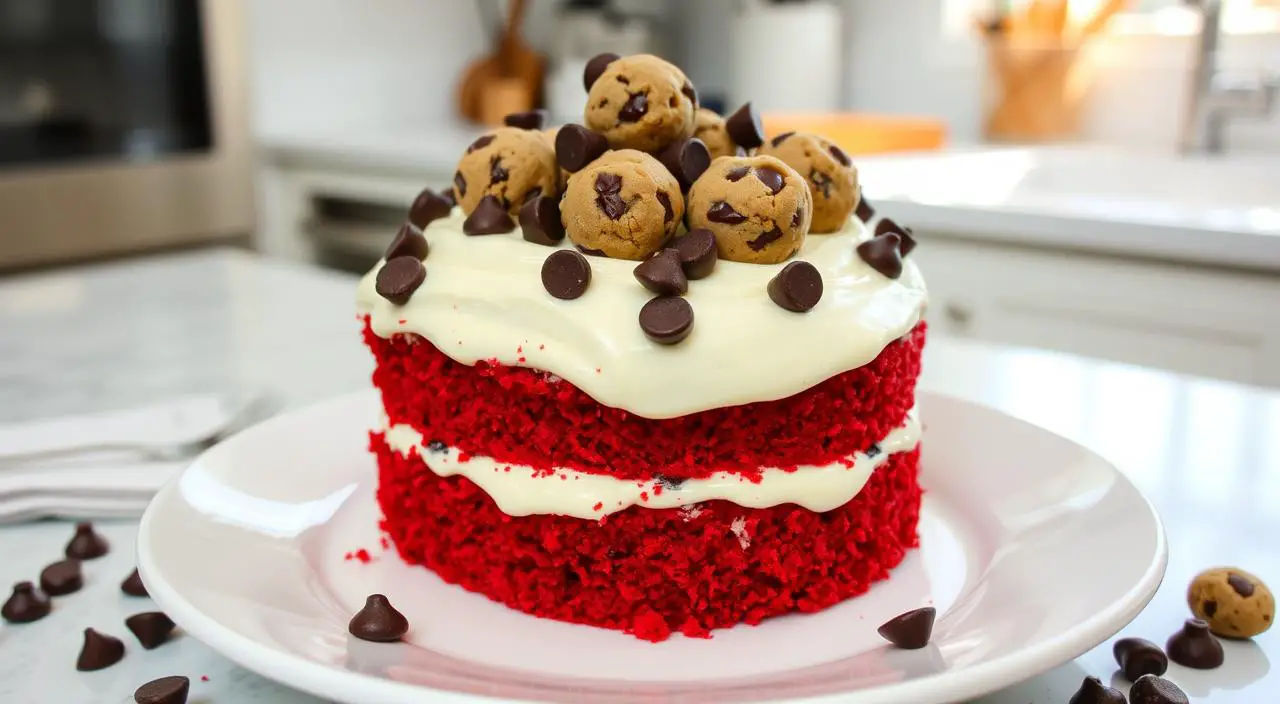 Red Velvet Cake with Cookie Dough