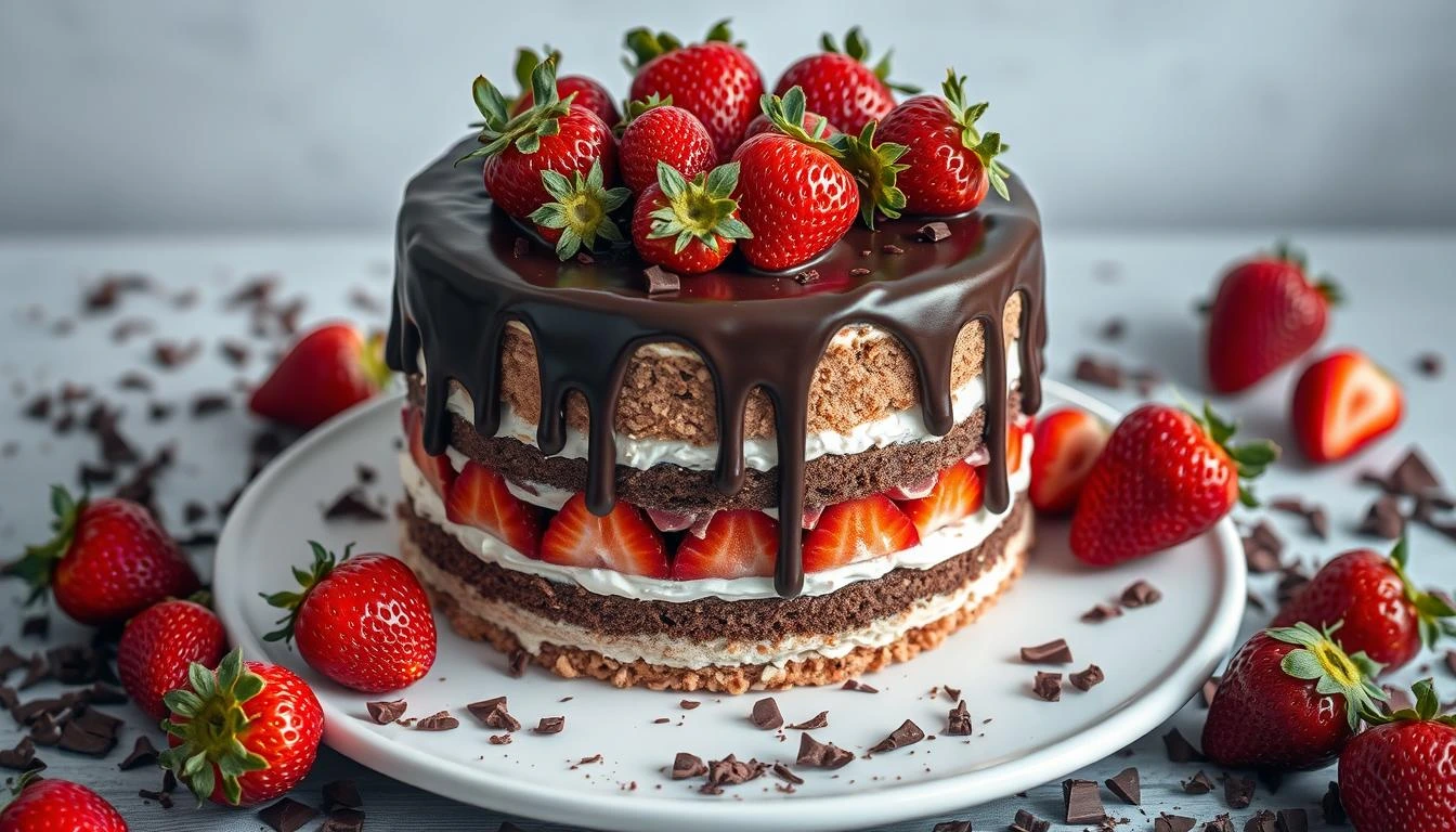 Strawberry & Chocolate Cake