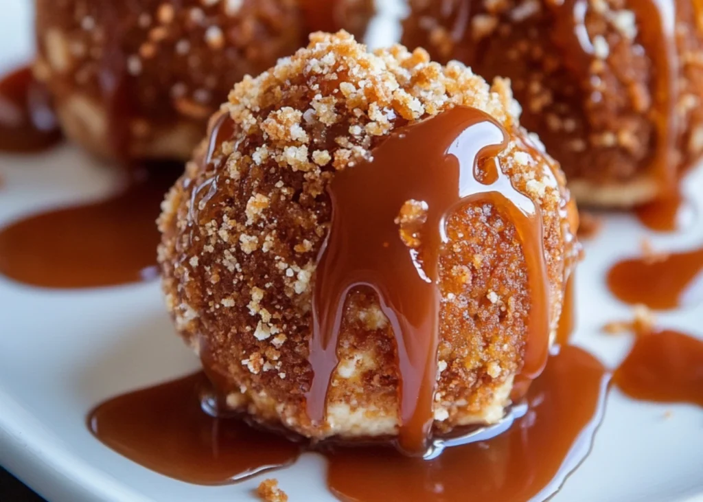 Close up of a No Bake Pumpkin Cheesecake Ball