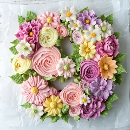 Floral buttercream number nine cupcake cake.
