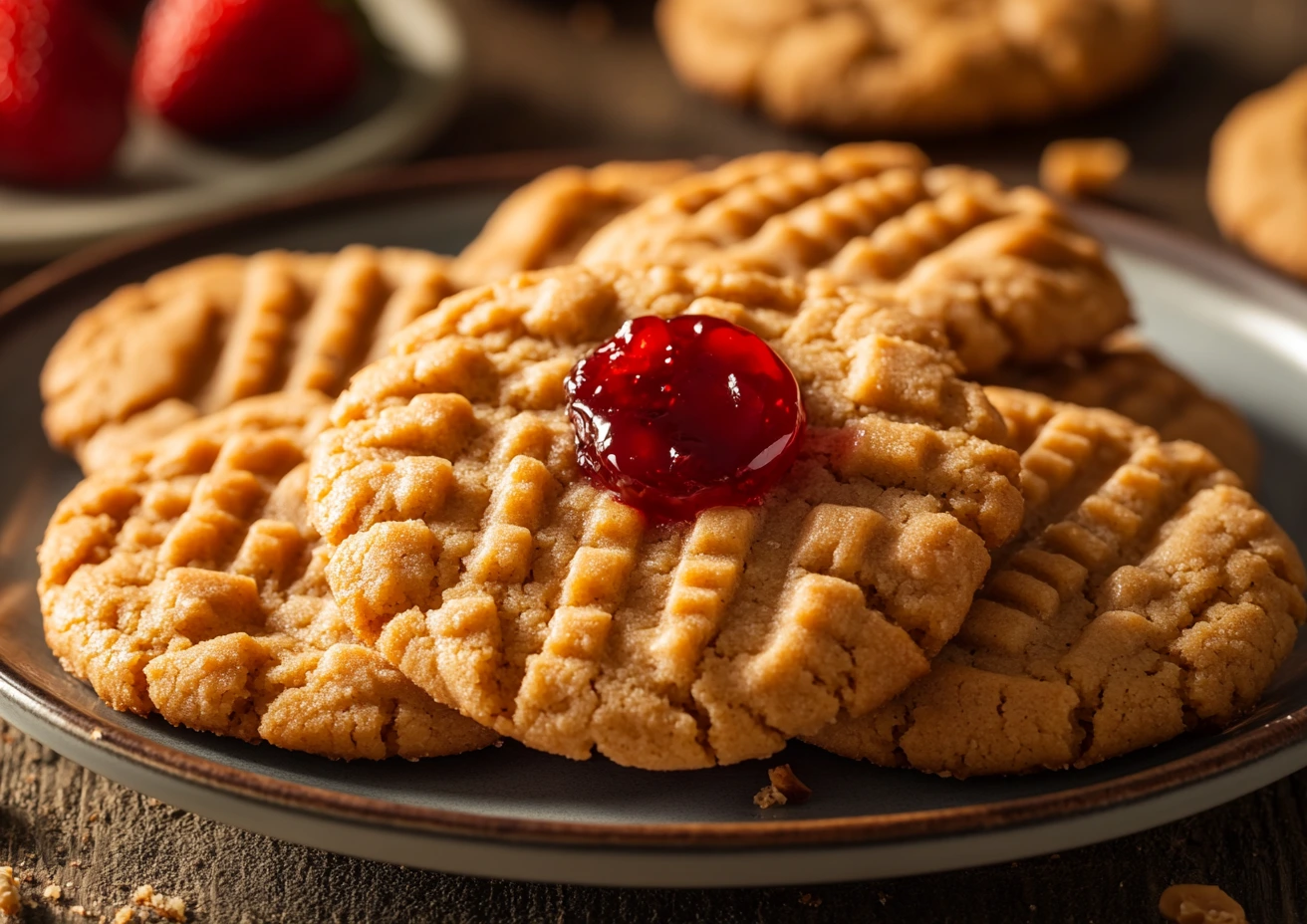 Close-up of peanut butter cookies.