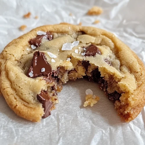 Single serve chocolate chip cookie with bite.