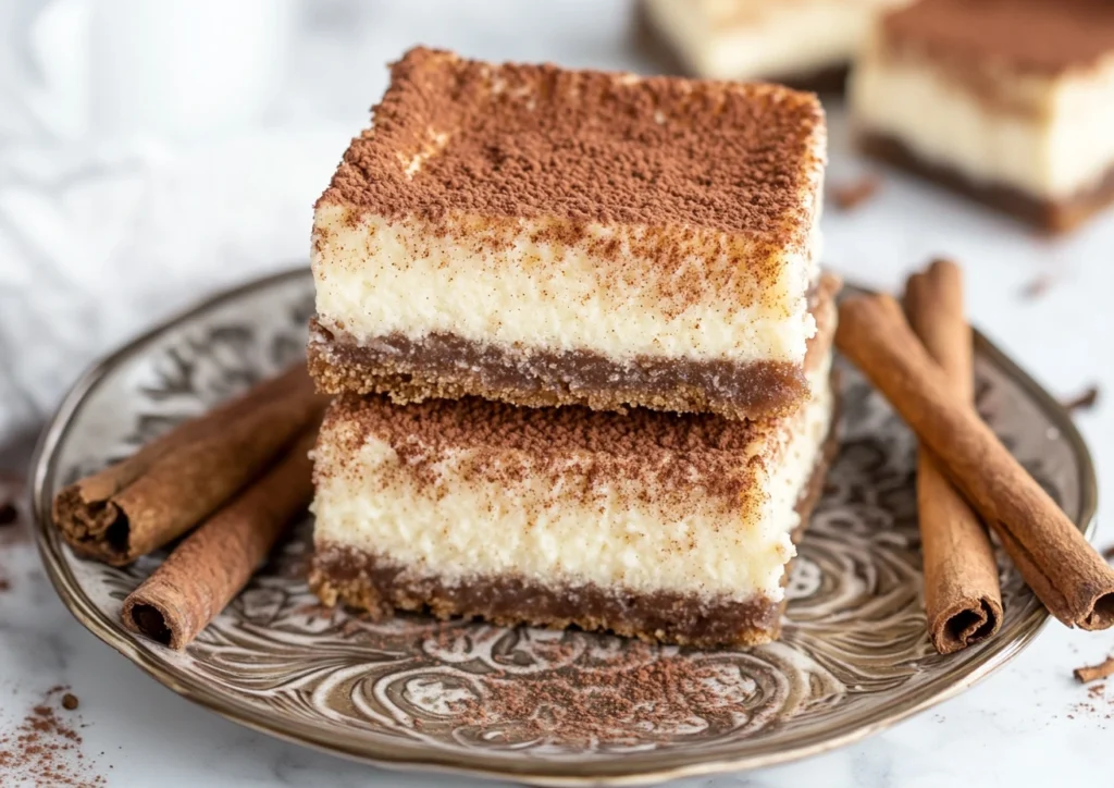Stack of Churro Cheesecake Bars