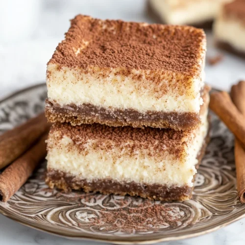 Stack of Churro Cheesecake Bars