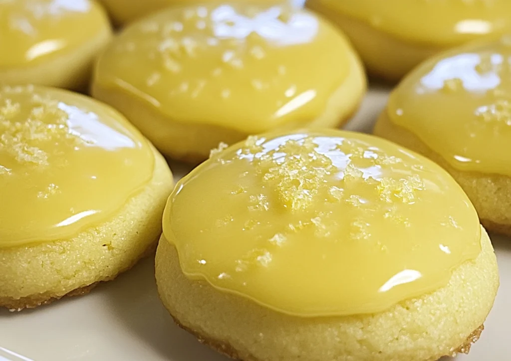Close up of italian lemon drop cookies on a plate