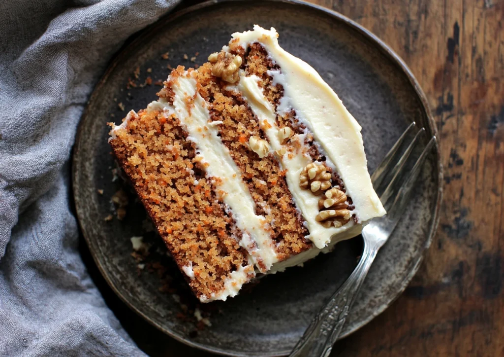 Slice of Moist Carrot Cake