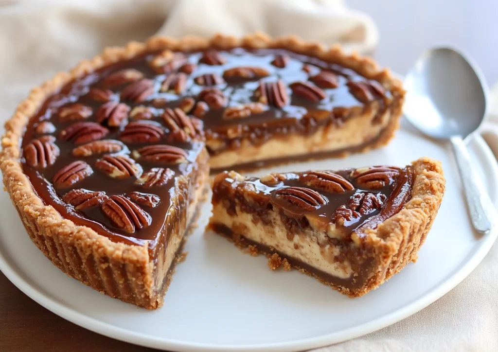 Close up of Pecan Pie Cheesecake