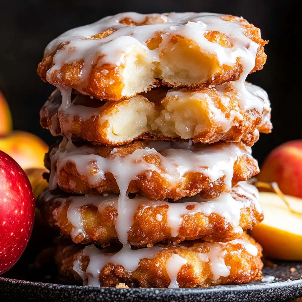Delicious Baked Apple Fritters with White Glaze