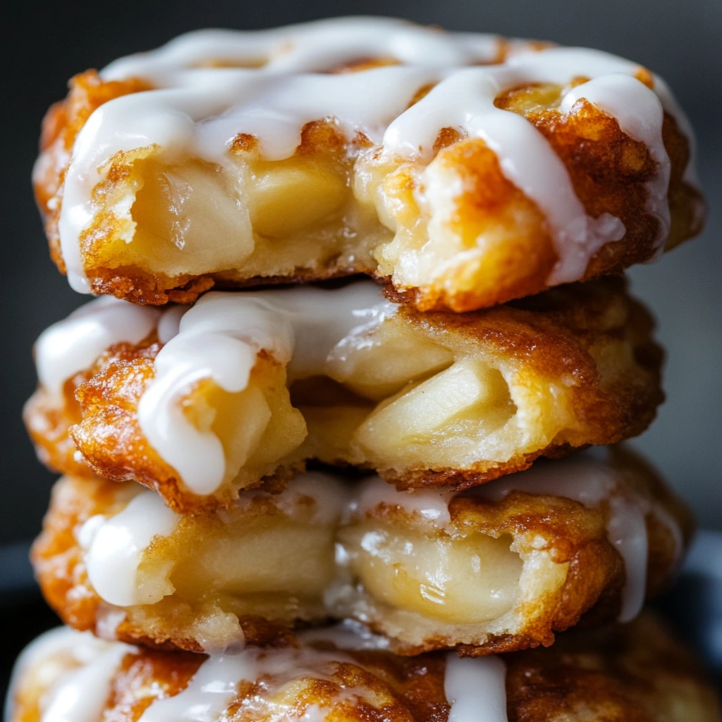 Delicious Baked Apple Fritters with White Glaze