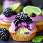 Blackberry Lime Cheesecake Cupcakes