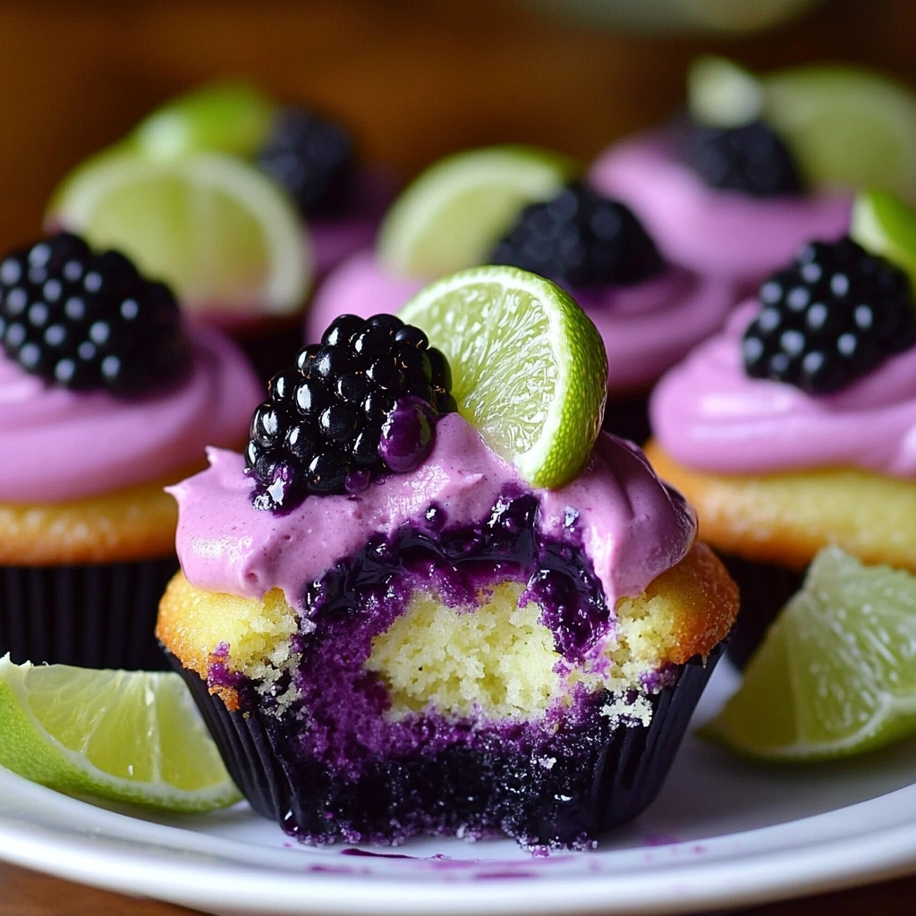 Blackberry Lime Cheesecake Cupcakes