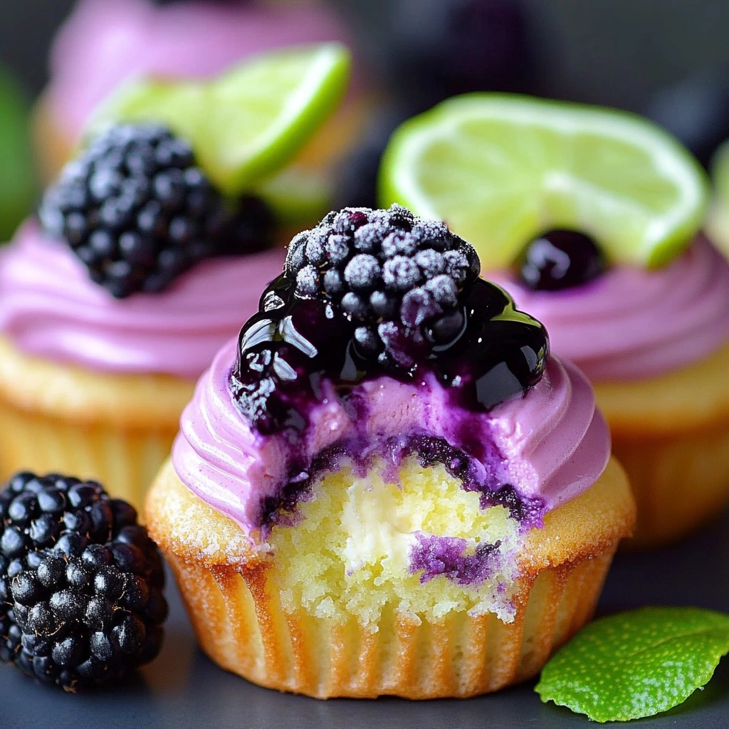 Blackberry Lime Cheesecake Cupcakes