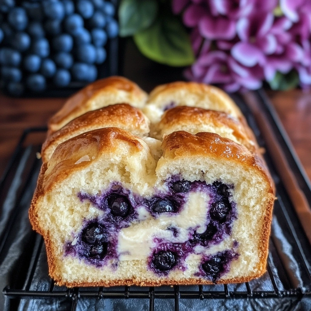 A loaf of Blueberry Cream Cheese Bread