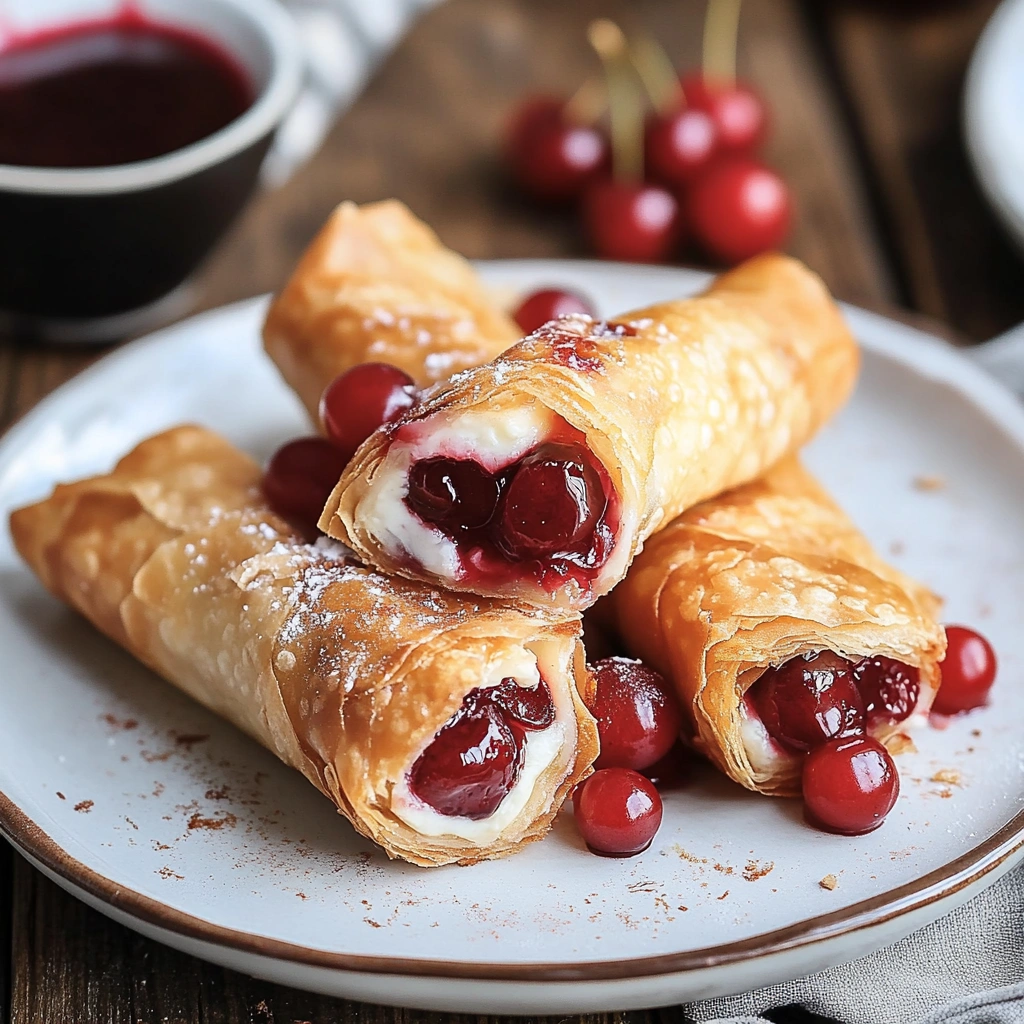Cherry Cheesecake Egg Rolls