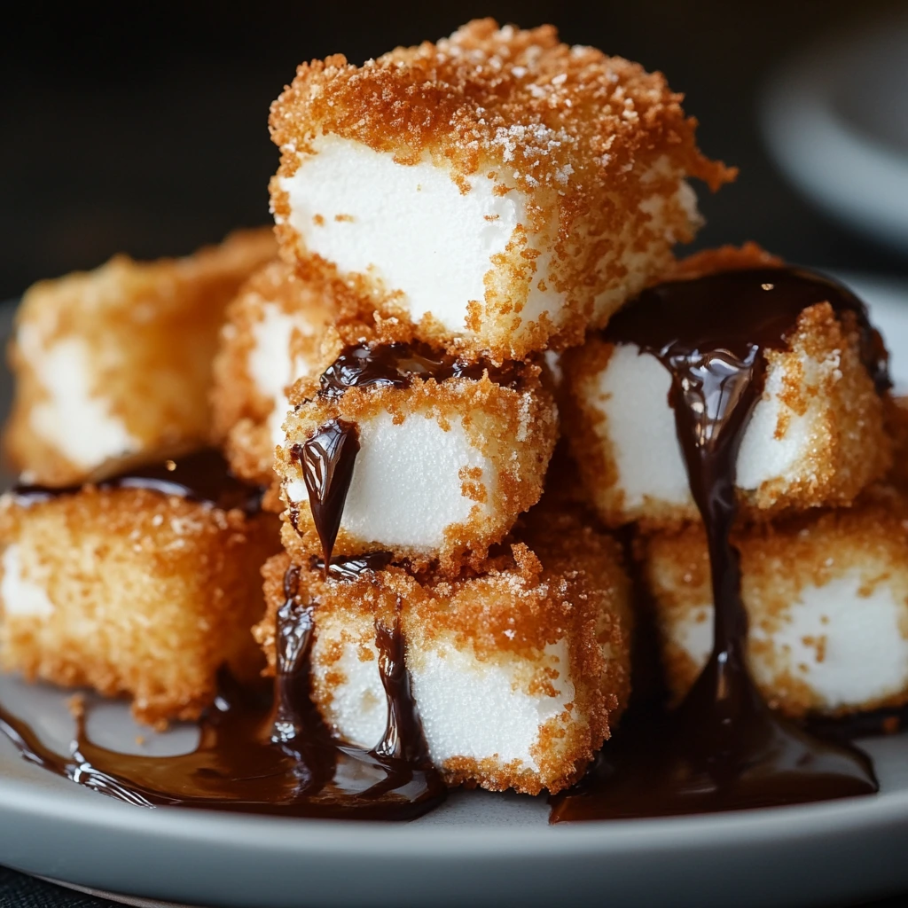 Stack of Crispy Deep Fried Marshmallows
