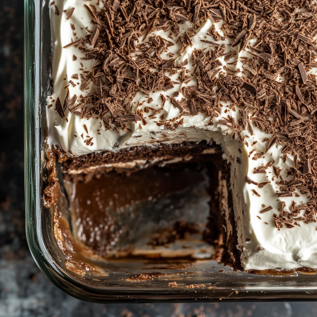 French Silk Brownies in a Baking Dish, close-up