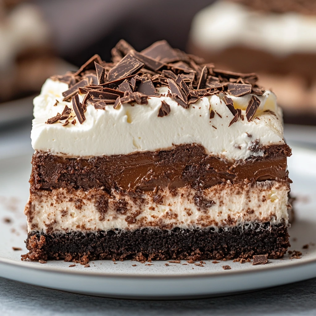 Slice of French Silk Brownie on a plate