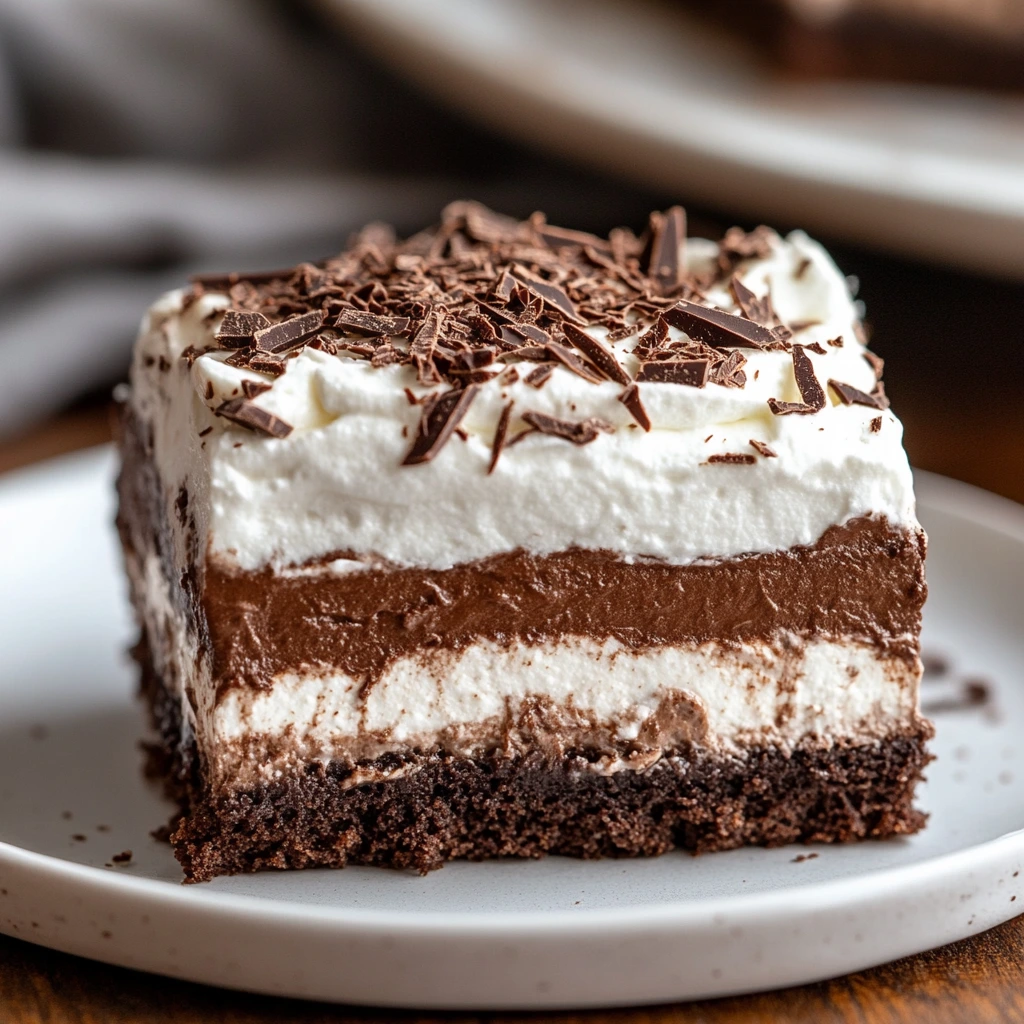 Slice of French Silk Brownie on a plate