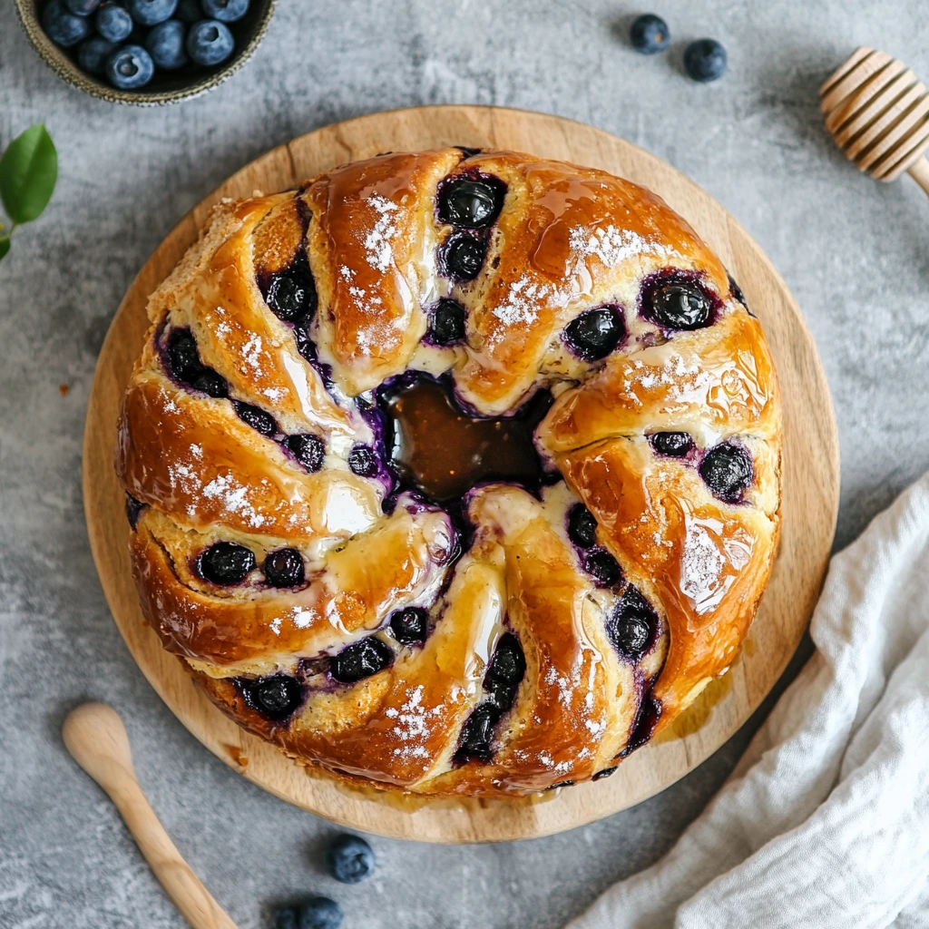 Top view of Lemon Blueberry Cream Cheese Sourdough