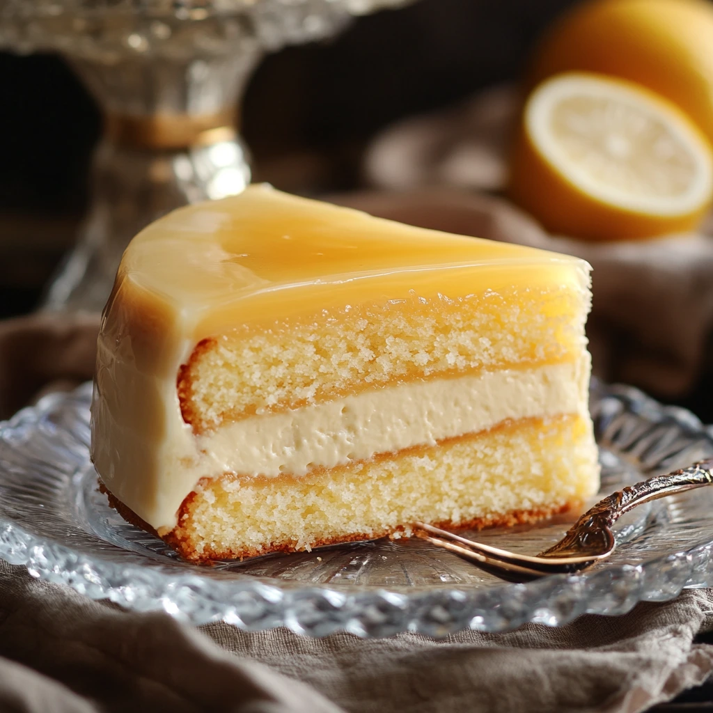 Slice of Lemon Cheesecake Cake