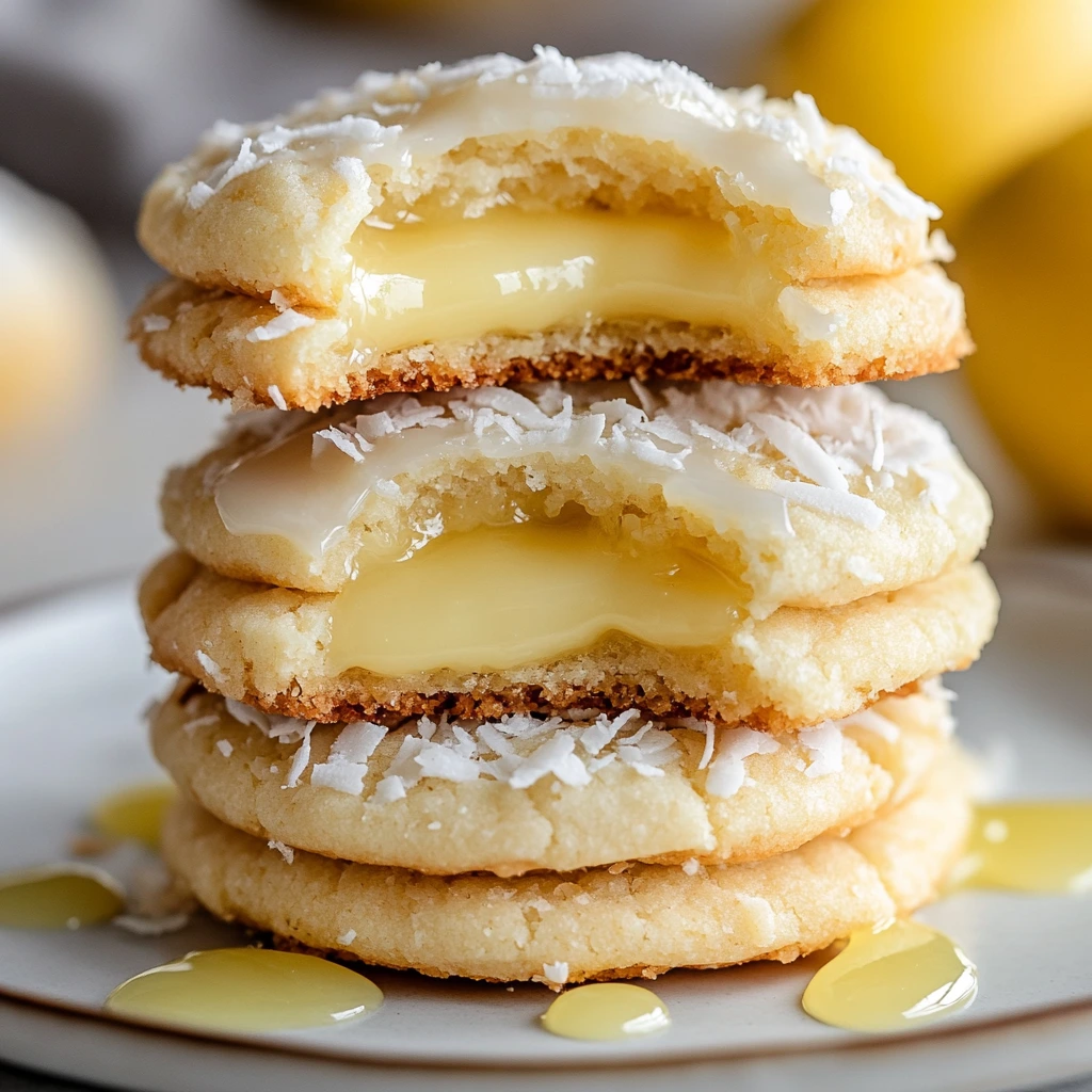 Stack of Heavenly Coconut Lemon Cheesecake Cookies