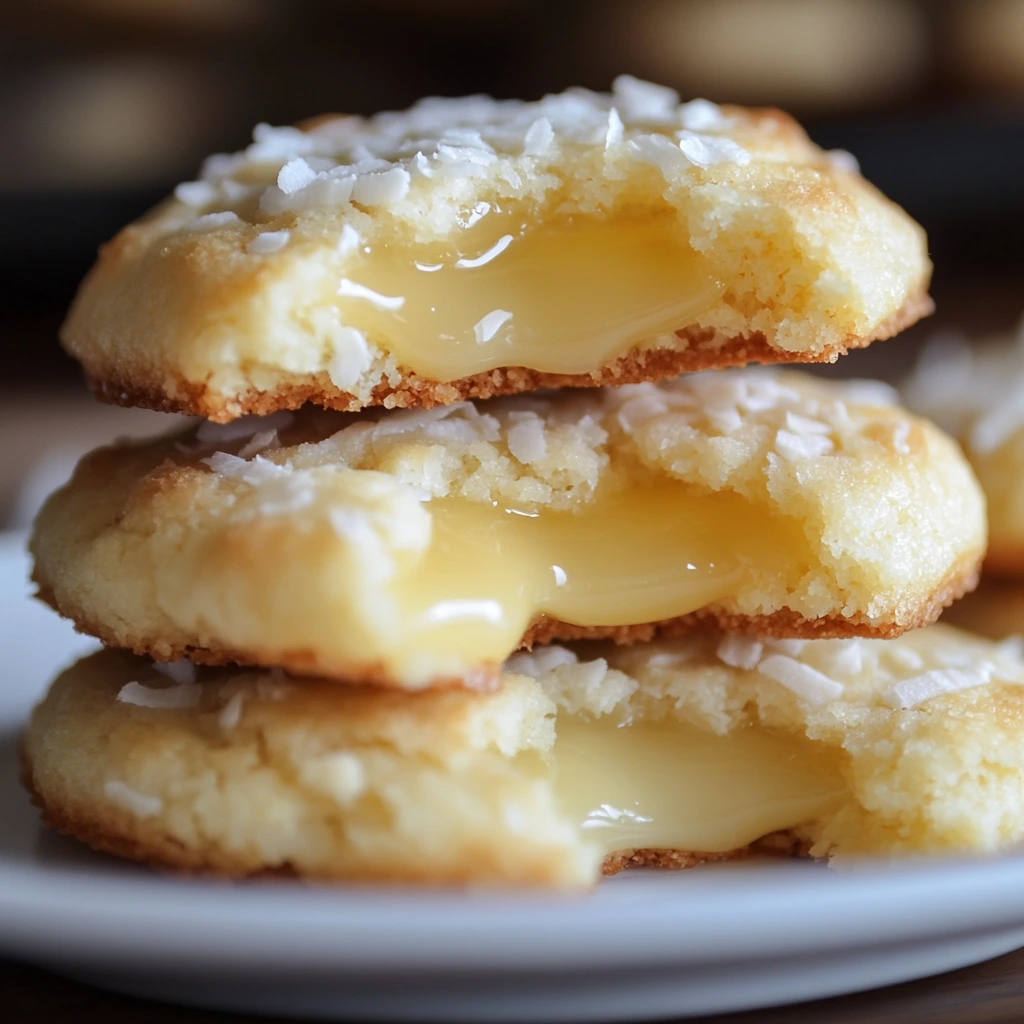 Stack of Heavenly Coconut Lemon Cheesecake Cookies