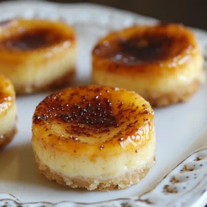 Mini Crème Brûlée Cheesecakes on a plate