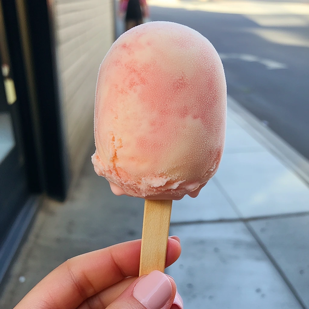 Peach-shaped ice cream pop