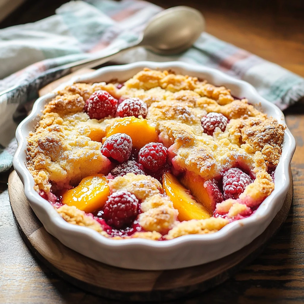 Peach and Raspberry Cobbler