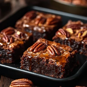 Close up of Pecan Pie Brownies