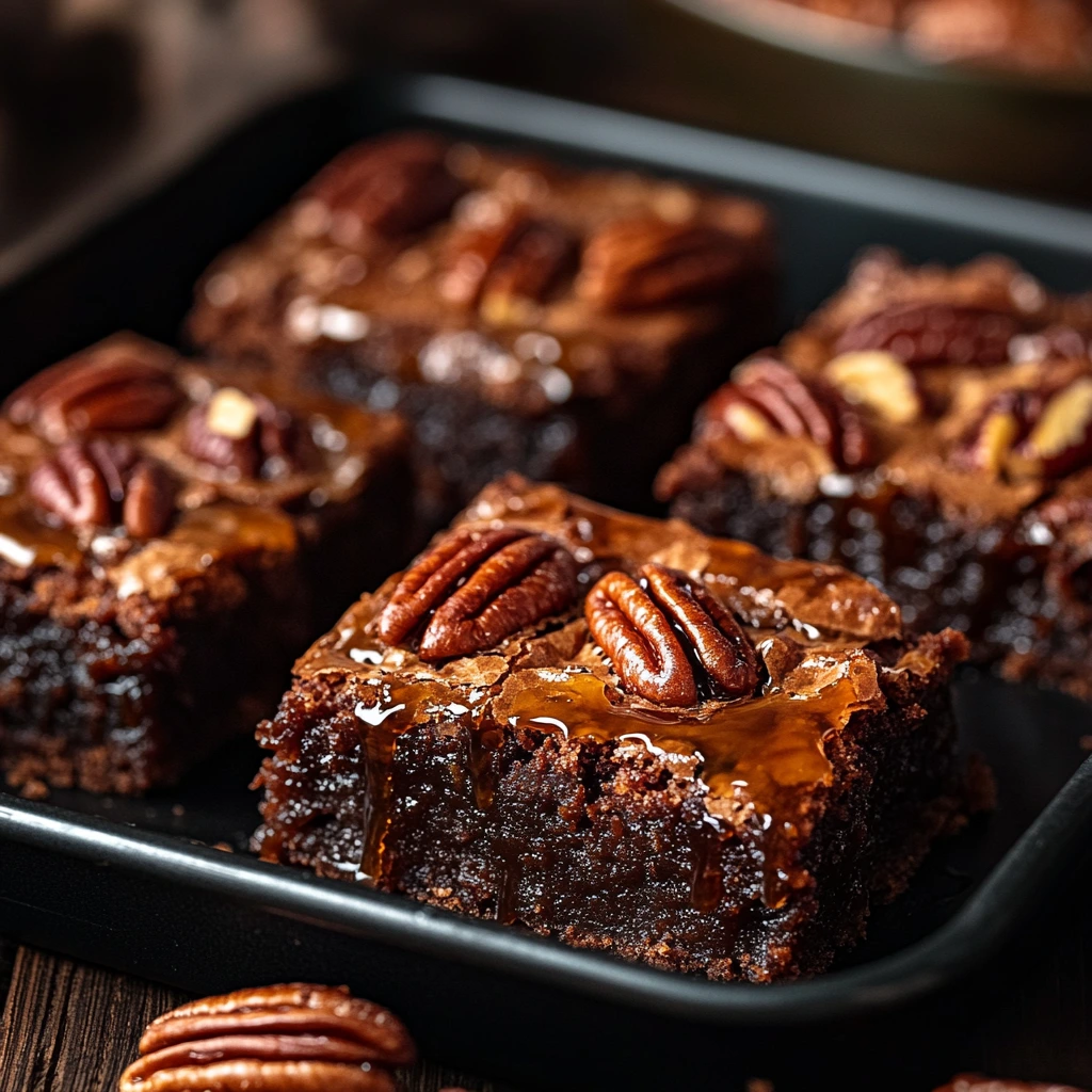 Close up of Pecan Pie Brownies