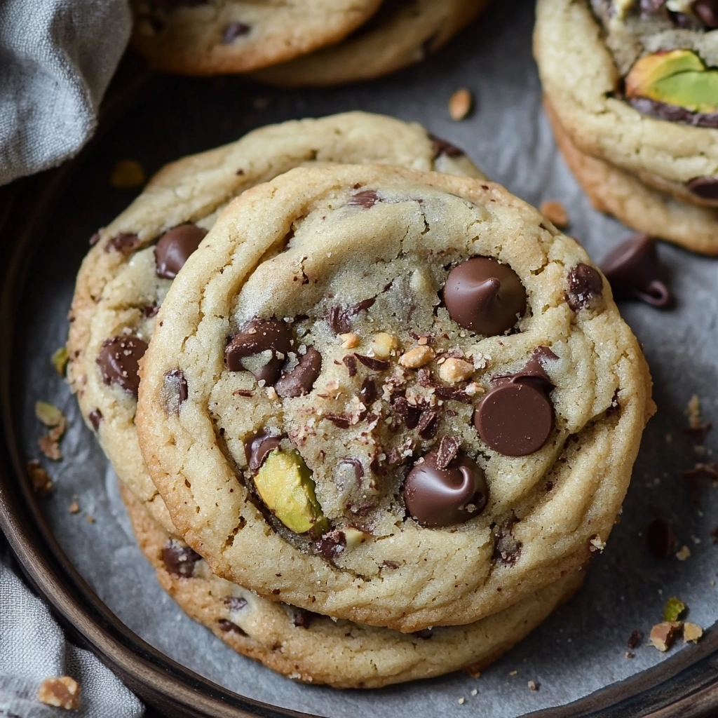 Pistachio Cream Chocolate Chip Cookies