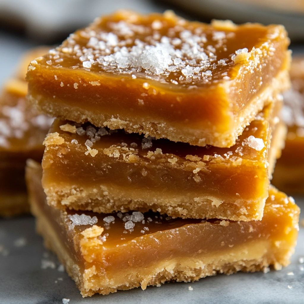 Close-up of Salted Caramel Butter Bars