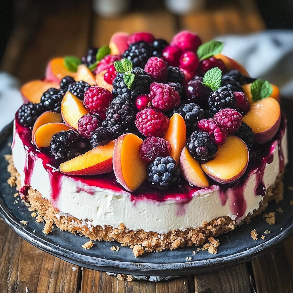 Berry and Peach Cheesecake
