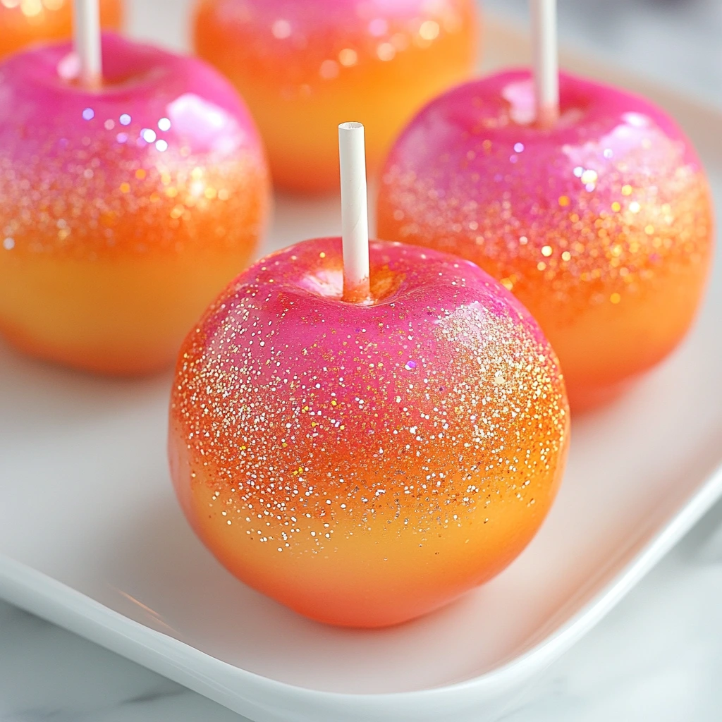 A group of sunset glow candy apples