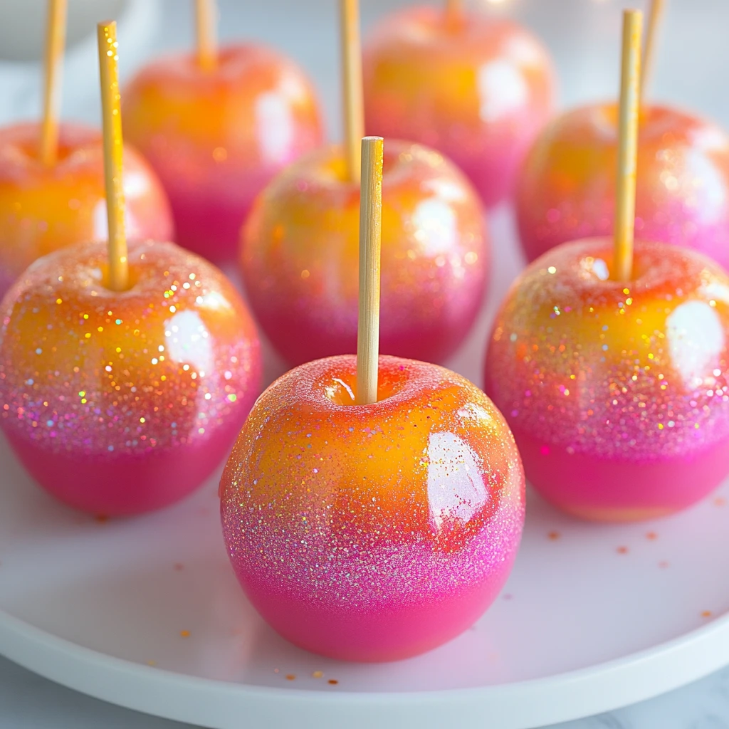 A group of sunset glow candy apples