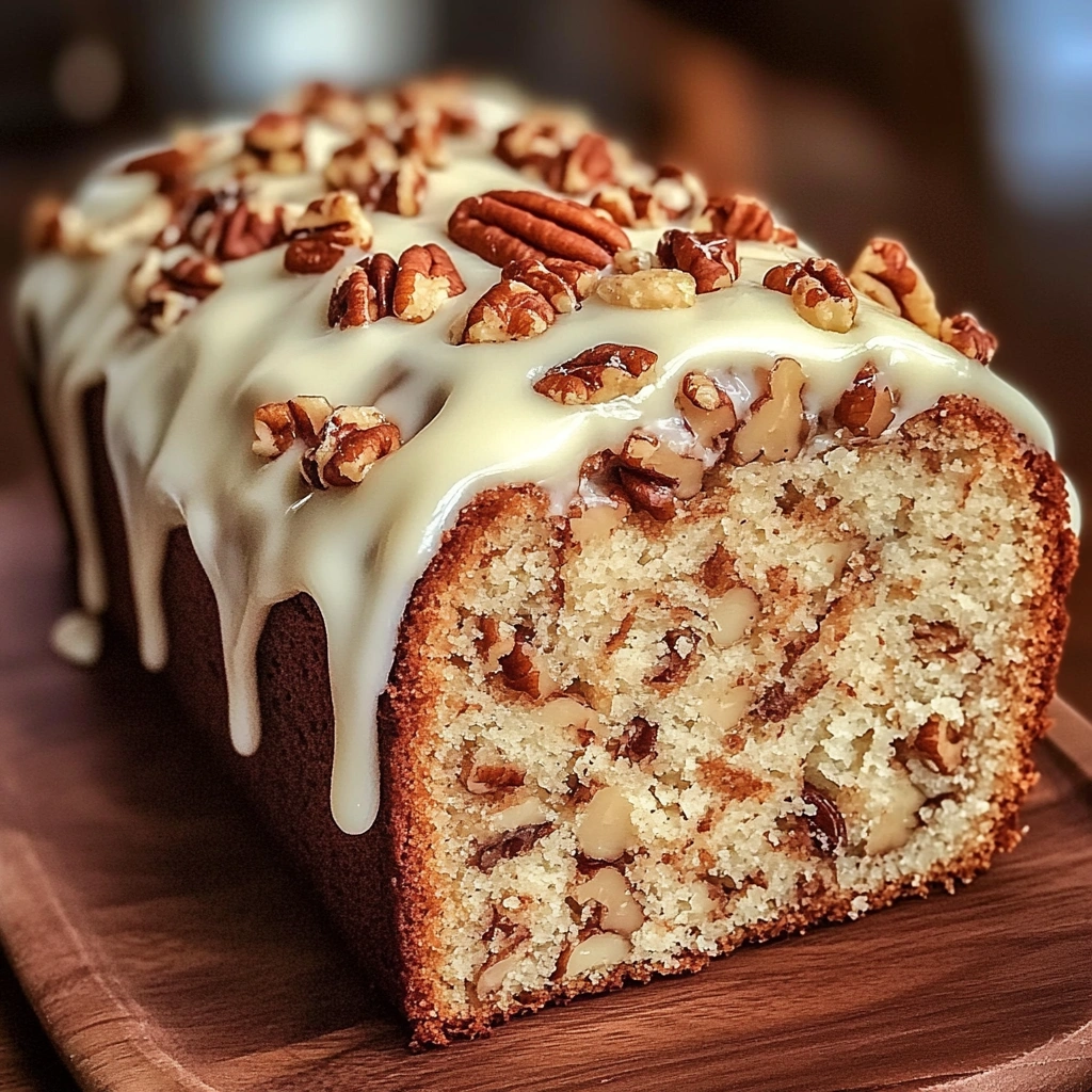 Butter Pecan Cake Loaf with Cream Cheese Icing