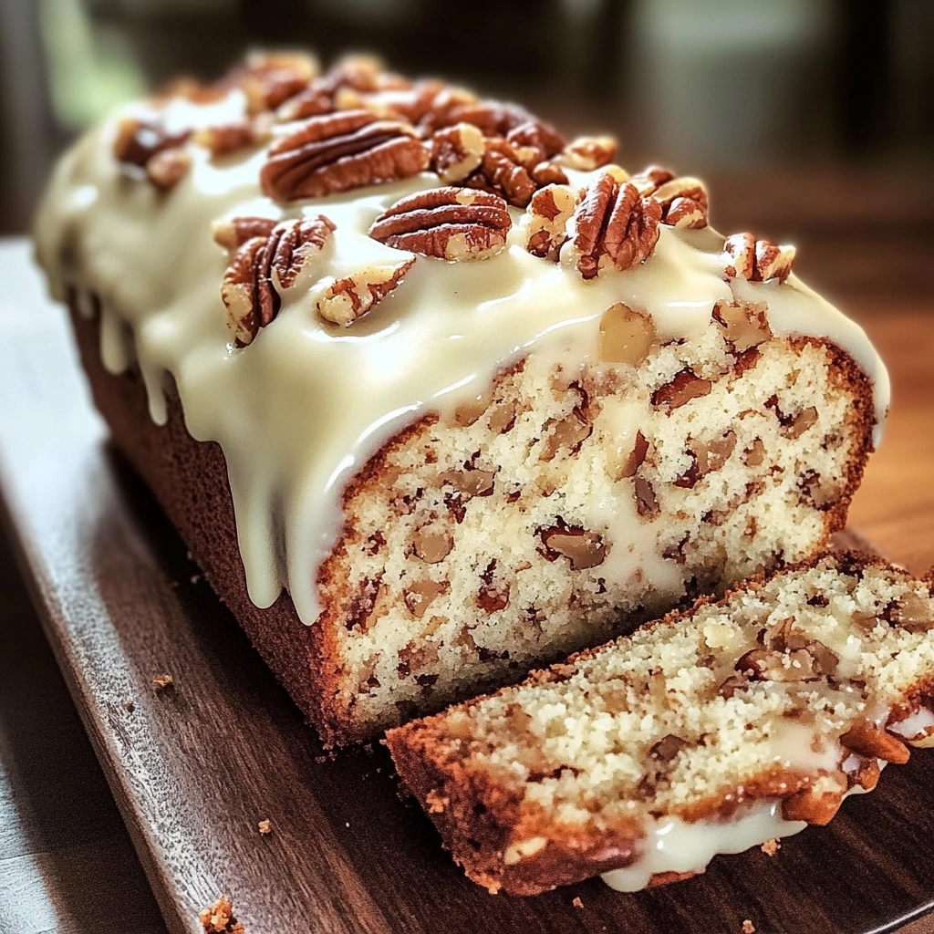 Butter Pecan Cake Loaf with Cream Cheese Icing