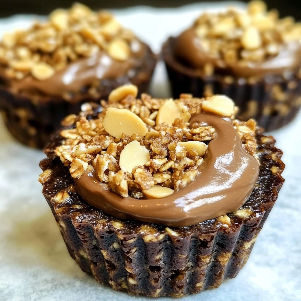 Chocolate Granola Cups with Peanut Butter Filling