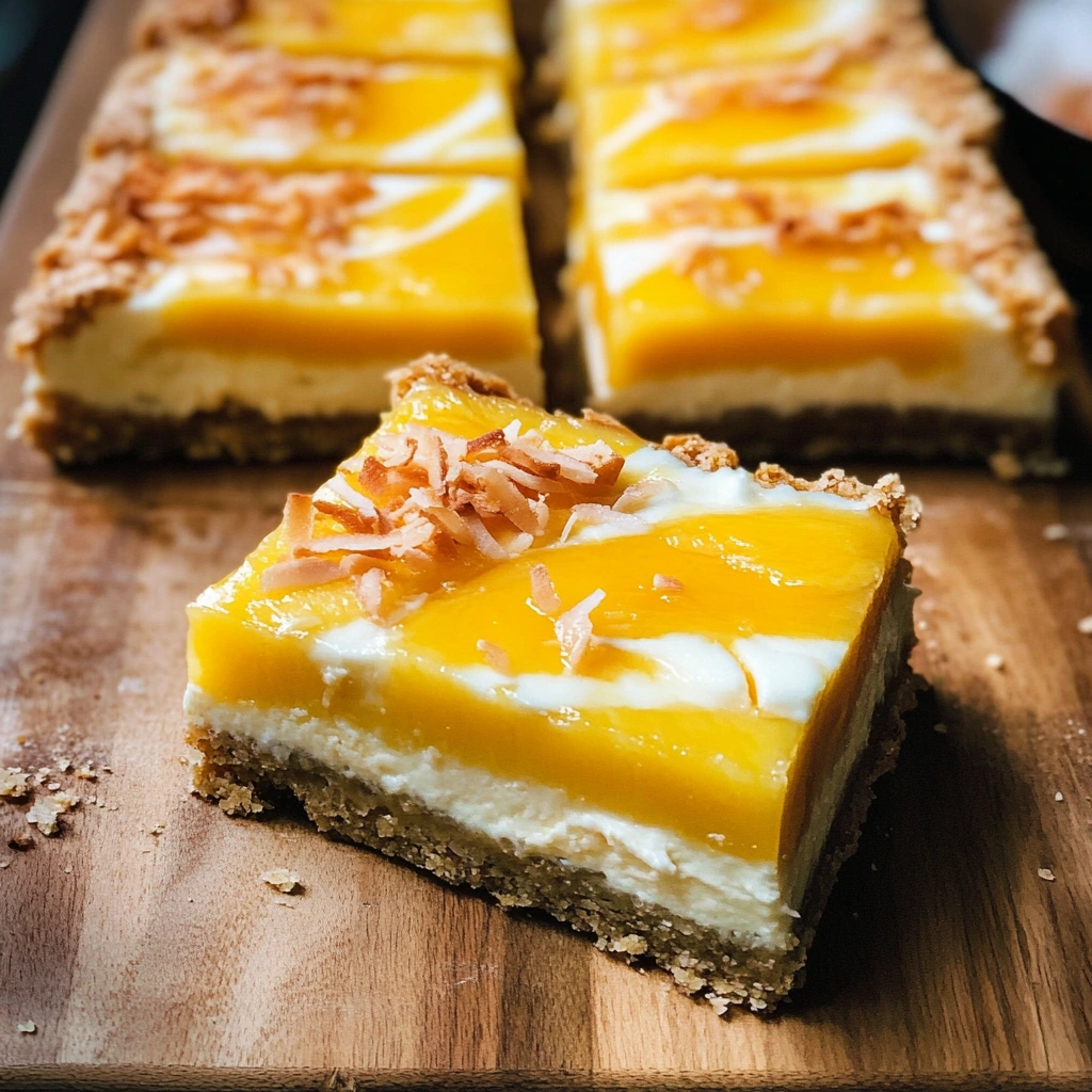 Coconut Mango Cheesecake Bars