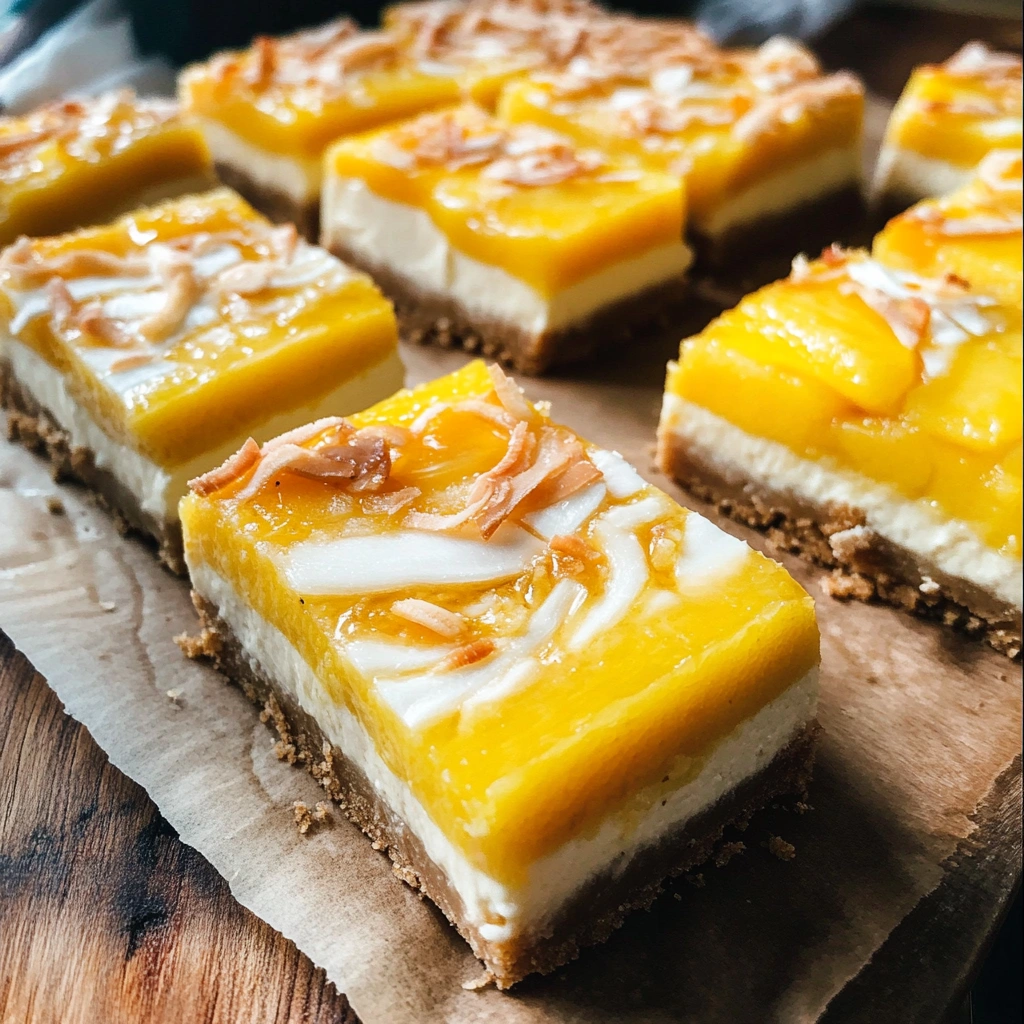 Coconut Mango Cheesecake Bars