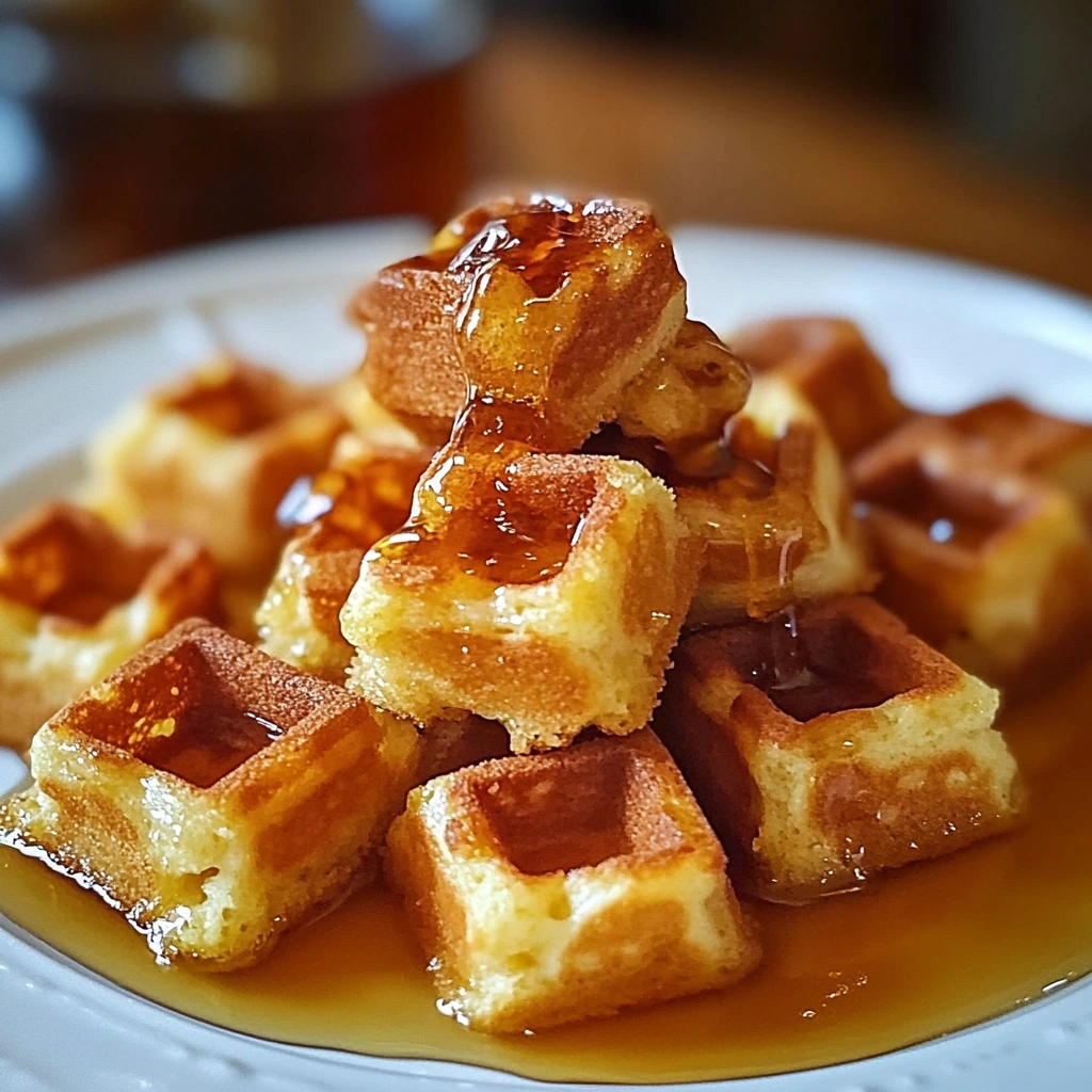 Cornbread Waffle Bites with Honey Butter Syrup