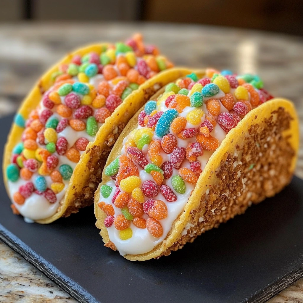 Fruity Pebbles Cheesecake Tacos