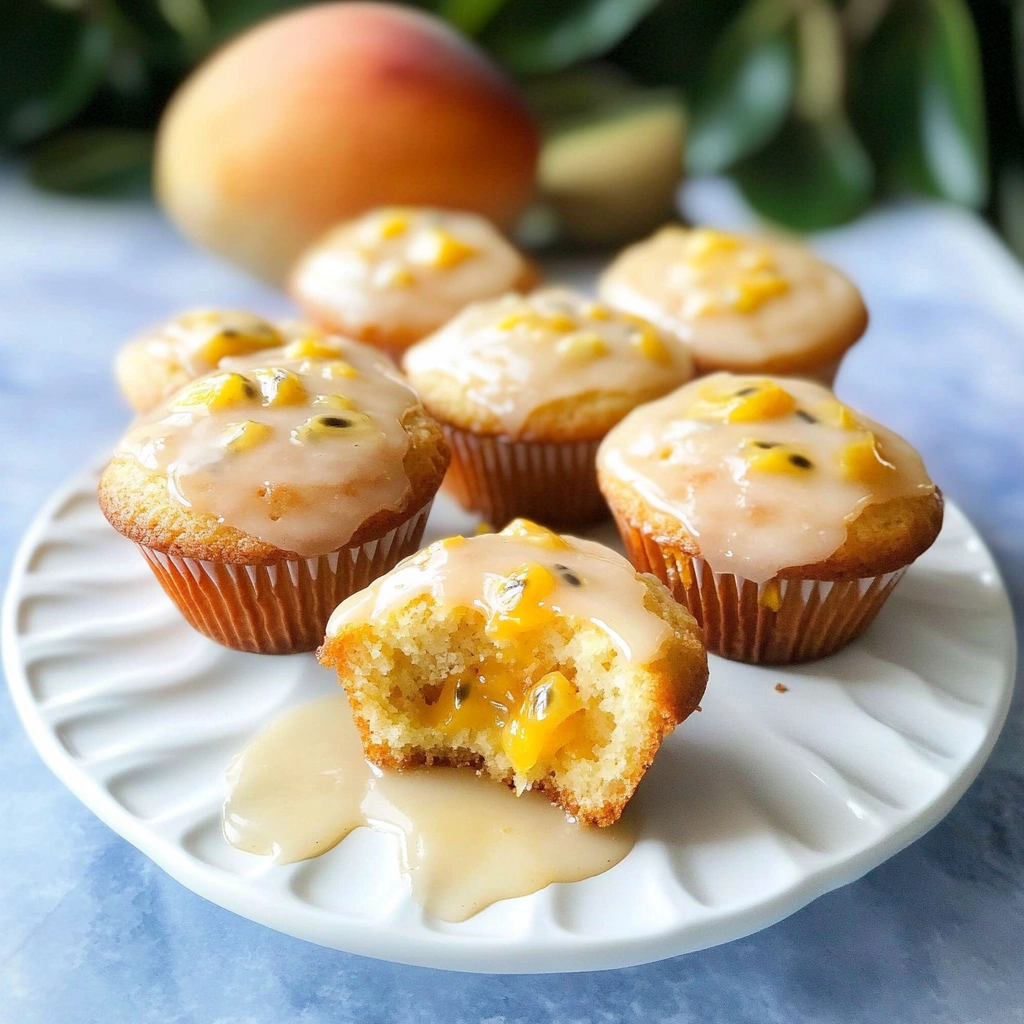 Mango Muffins with Passion Fruit Glaze