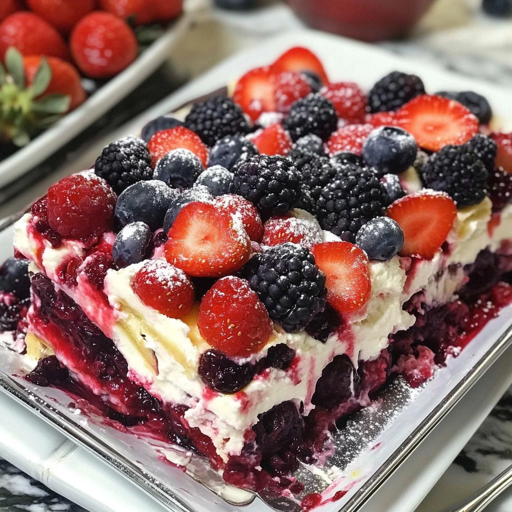 No Bake Summer Berry Lasagna