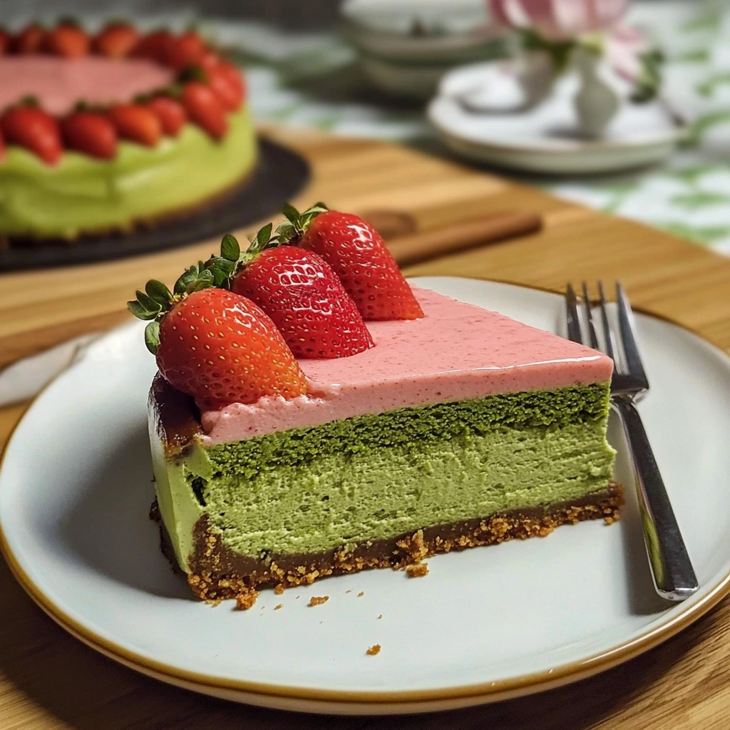Strawberry Matcha Basque Cheesecake