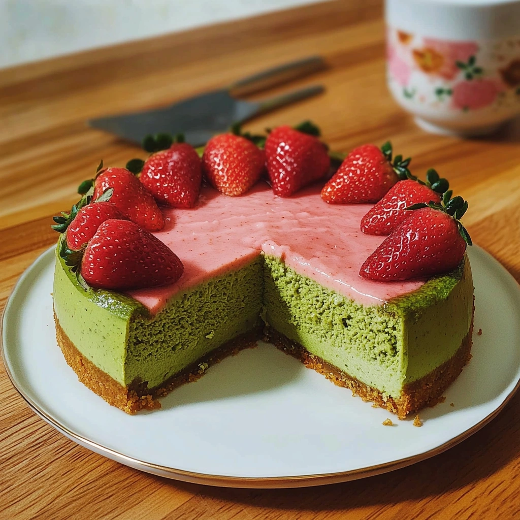 Strawberry Matcha Basque Cheesecake