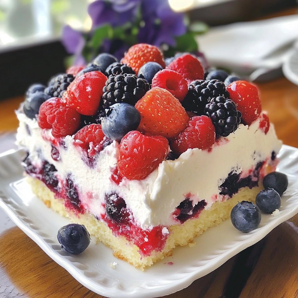 Summer Berry Poke Cake
