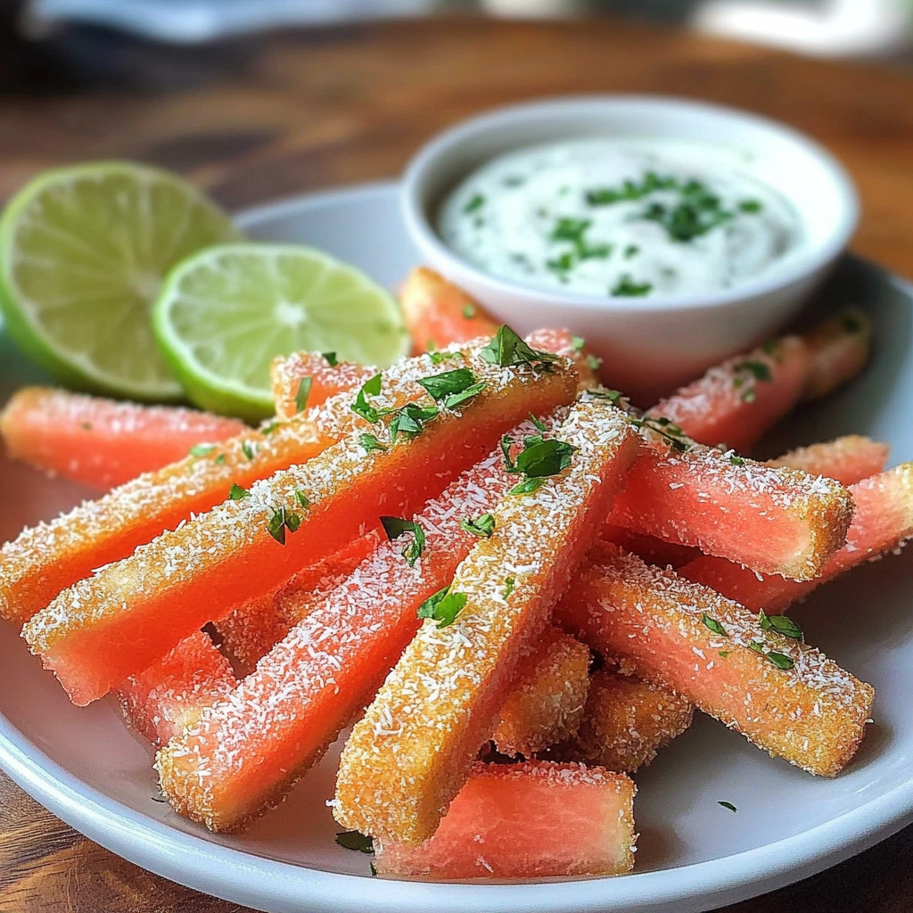 Watermelon Fries with Coconut Lime Dip