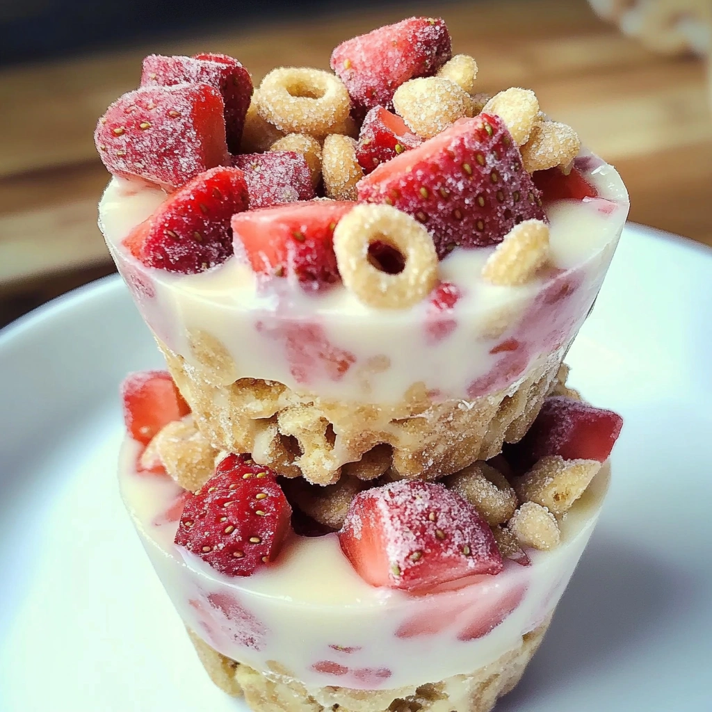 White Chocolate Strawberry Cheerios Cups